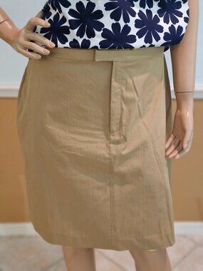 Banana Republic Size 14 Tan Camel Stretch Skirt Pockets